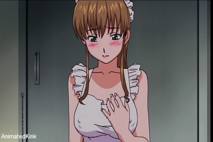 Leashed anime housemaid in sexy stockings satisfying her - Picture 10
