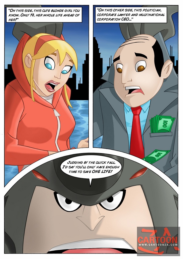 Nasty blonde in a red jumper paying Spiderman - Cartoon Sex - Picture 2