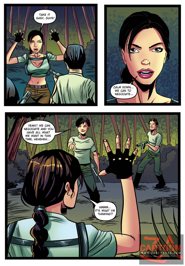 Lara Croft is caught spying by two guys and - Cartoon Sex - Picture 2