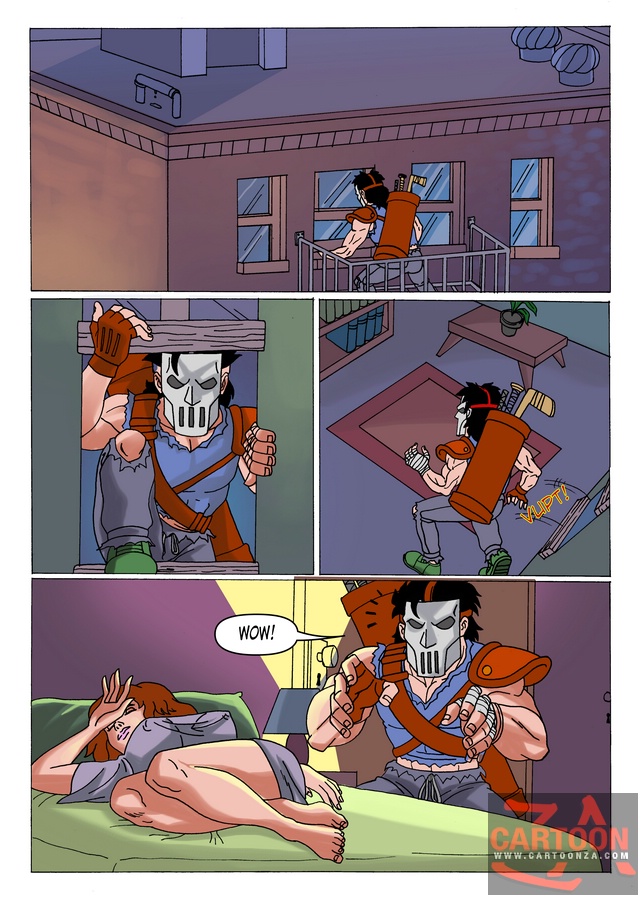 Guy in mask creeps in the window to seduce - Cartoon Sex - Picture 1