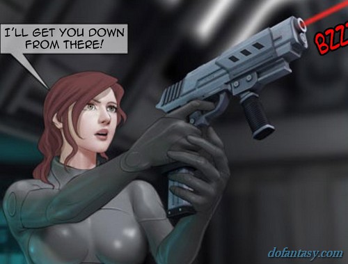 Space brunette finds a captured naked - BDSM Art Collection - Pic 3