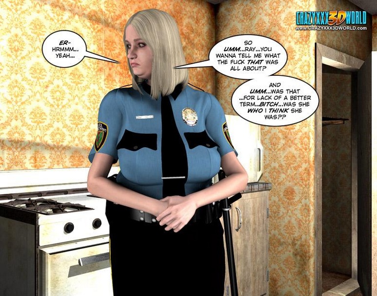 Blonde busty 3d police officer blows young - Cartoon Sex - Picture 1