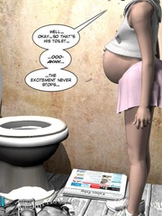Blonge 3d preggo girl feels horny in restroom - Cartoon Sex - Picture 3