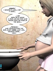 Blonge 3d preggo girl feels horny in restroom - Cartoon Sex - Picture 4