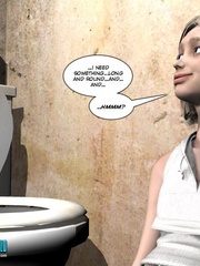 Blonge 3d preggo girl feels horny in restroom - Cartoon Sex - Picture 10