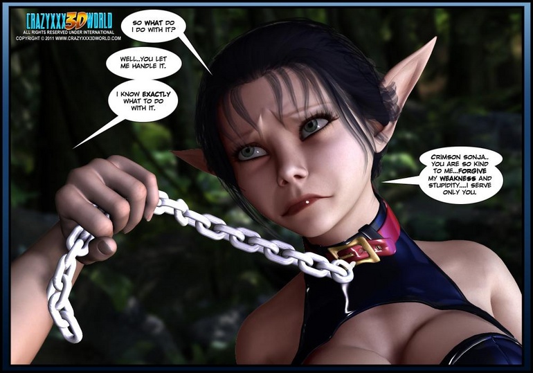 3d Cartoon Shemale Vs Female - Busty leashed 3d shemale elf girl gets her - Cartoon Sex - Picture 3