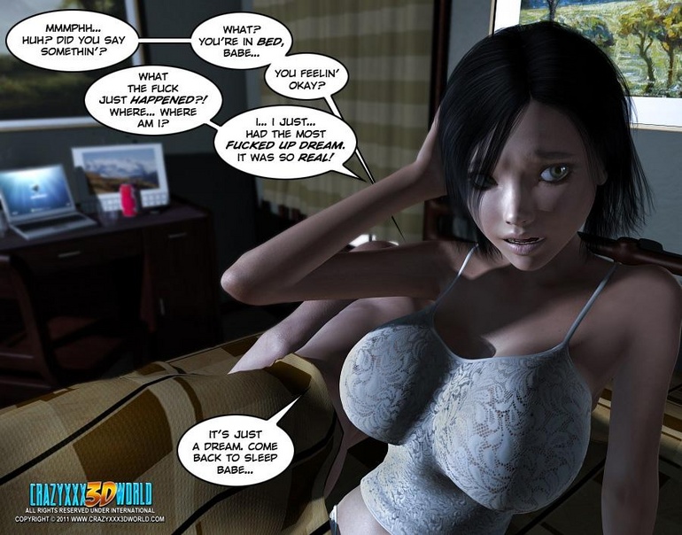 Awesome brunette 3d chick woke up at night - Cartoon Sex - Picture 2