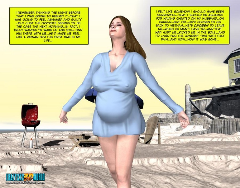 Horny busty 3d wife geetin naked on the beach - Cartoon Sex - Picture 4