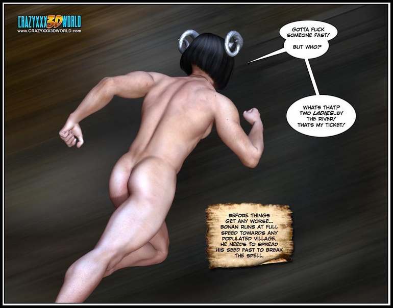 Muscular horned 3d guy trying to fuck two - Cartoon Sex - Picture 11