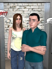 Lovely 3d brunette girl and her bf caught - Cartoon Sex - Picture 2