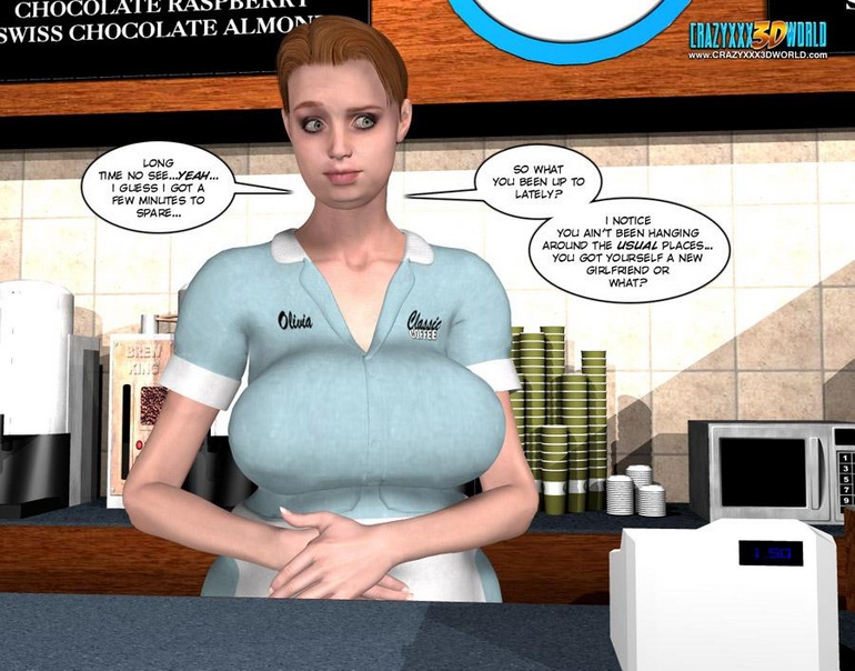 Busty 3d cashier girl gets her pussy licked - Cartoon Sex - Picture 2