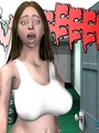 Lusty big tits 3d chick feels her pussy - Picture 16