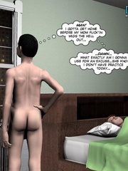 Sexy brunette 3d girl seduced young naked guy - Cartoon Sex - Picture 1