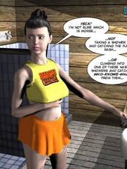 Super horny 3d babe taking shower and rubbing - Cartoon Sex - Picture 3