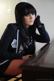 Rebellious college girl Samantha Bentley in red nulons stripteasing at.. - picture 1
