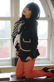 Rebellious college girl Samantha Bentley in red nulons stripteasing at.. - picture 5