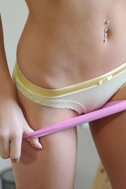 Nasty college girl Kayleigh Williams in red miniskirt and yellow panti.. - picture 11