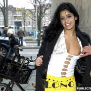Sexy dark haired babe flashing her tits - XXX Dessert - Picture 1