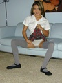 Eurasian Kitty's grey tights and white - Picture 1