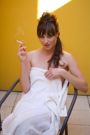 Brunette erotic smoker with perfect - Sexy Women in Lingerie - Picture 2