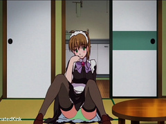 Leashed anime housemaid in sexy stockings satisfying her - Picture 2