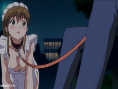 Leashed anime housemaid in sexy stockings satisfying her - Picture 8