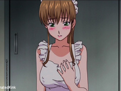 Leashed anime housemaid in sexy stockings satisfying her - Picture 10