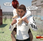 Redhead toon ladyboy in miniskirt and black&hellip;