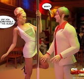 Blonde cartoon shemale taking off her white dress&hellip;