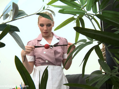 Blindfolded and bondaged blonde having her - XXX Dessert - Picture 1