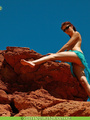 Hot Elaine in sunglasses and blue skirt - Picture 14