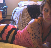 Hot babe in panties gets her tits naked and&hellip;