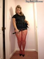 Fat blonde mom in a black dress and red - Picture 4