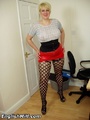 Blonde mom in fishnet stockings and a - Picture 1