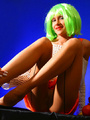 Dirty milf in a green wig and orange - Picture 3