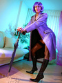 Lustful milf in a purple wig, trench and - Picture 4