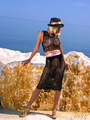 Lovely blonde mom in a crochet dress and - Picture 1