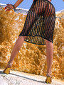 Lovely blonde mom in a crochet dress and - Picture 2