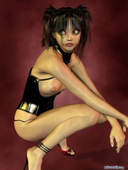 Cool 3d teen girl in a black latex corset and - Cartoon Porn Pictures - Picture 9