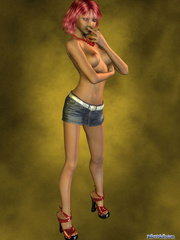 Chick with pink hair in jeans shorts smoking - Cartoon Porn Pictures - Picture 7