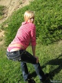 Blonde petite ponytailed teen undresses - Picture 3