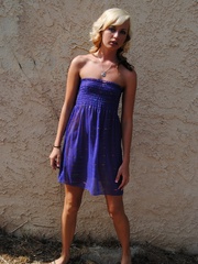 Lovely blonde teen in a blue dress - Sexy Women in Lingerie - Picture 1