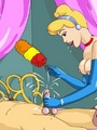 Hot cartoon blonde in a red corset and - Picture 1