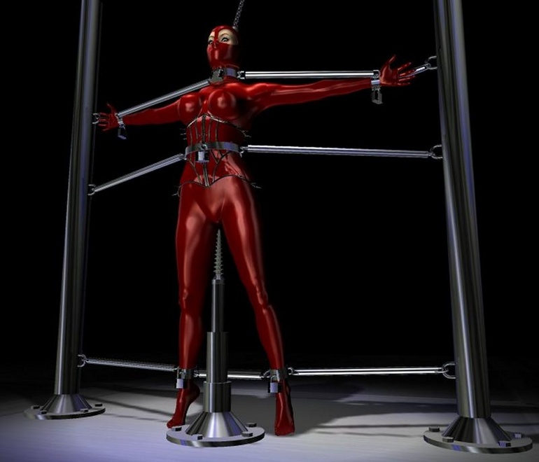 Hot 3d toon girl bound to a bdsm device - BDSM Art Collection - Pic 1