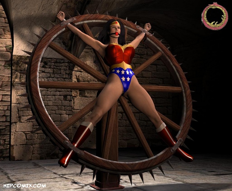Wonder Woman Bondage Porn Art - Hot gagged girl roped and stretched to - BDSM Art Collection - Pic 8