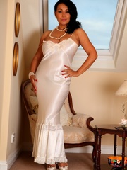 Alluring danica in long white silk - Sexy Women in Lingerie - Picture 1