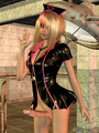 Blond 3D shemale in leather dress with - Picture 1