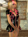 Blond 3D shemale in leather dress with - Picture 2