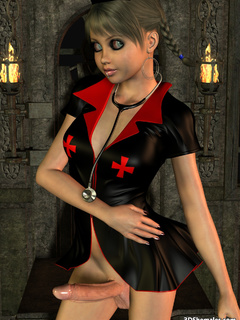 3D red cross shemale with big boobs and hard - Cartoon Porn Pictures - Picture 5