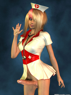 Sexy blond 3D shemale as a nurse - Cartoon Porn Pictures - Picture 1